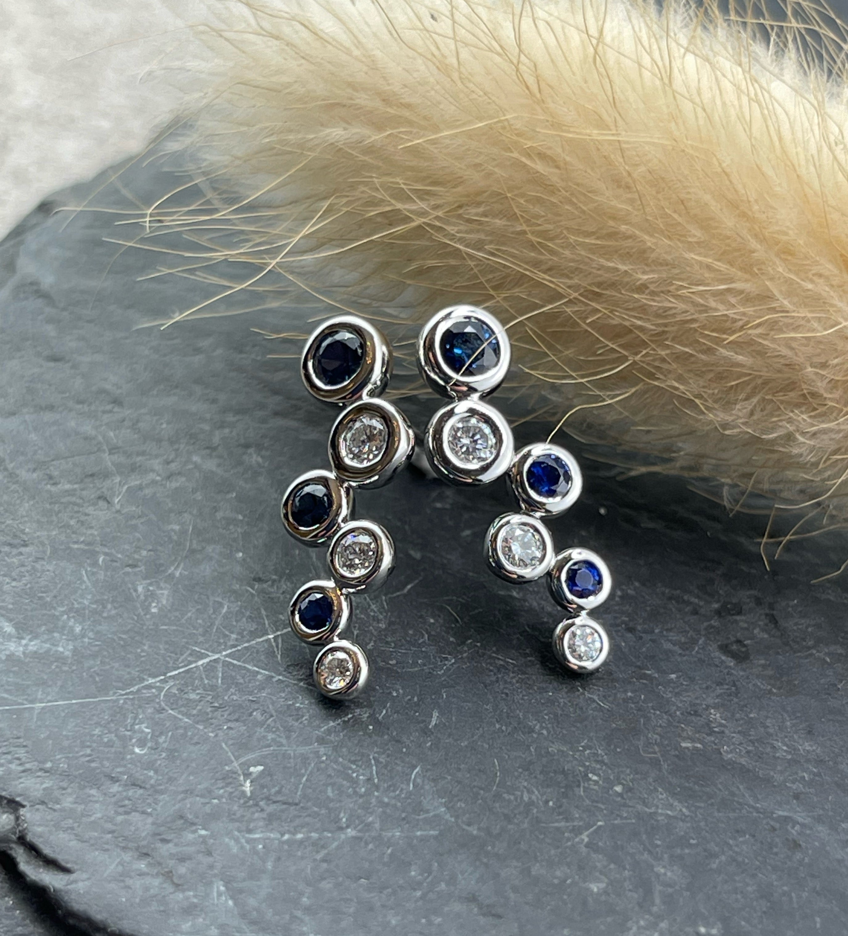 Sapphire and Diamond Cascading Bubble earrings