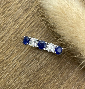 Sapphire and diamond five stone ring