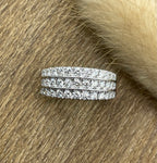 Diamond broad multi strand ring
