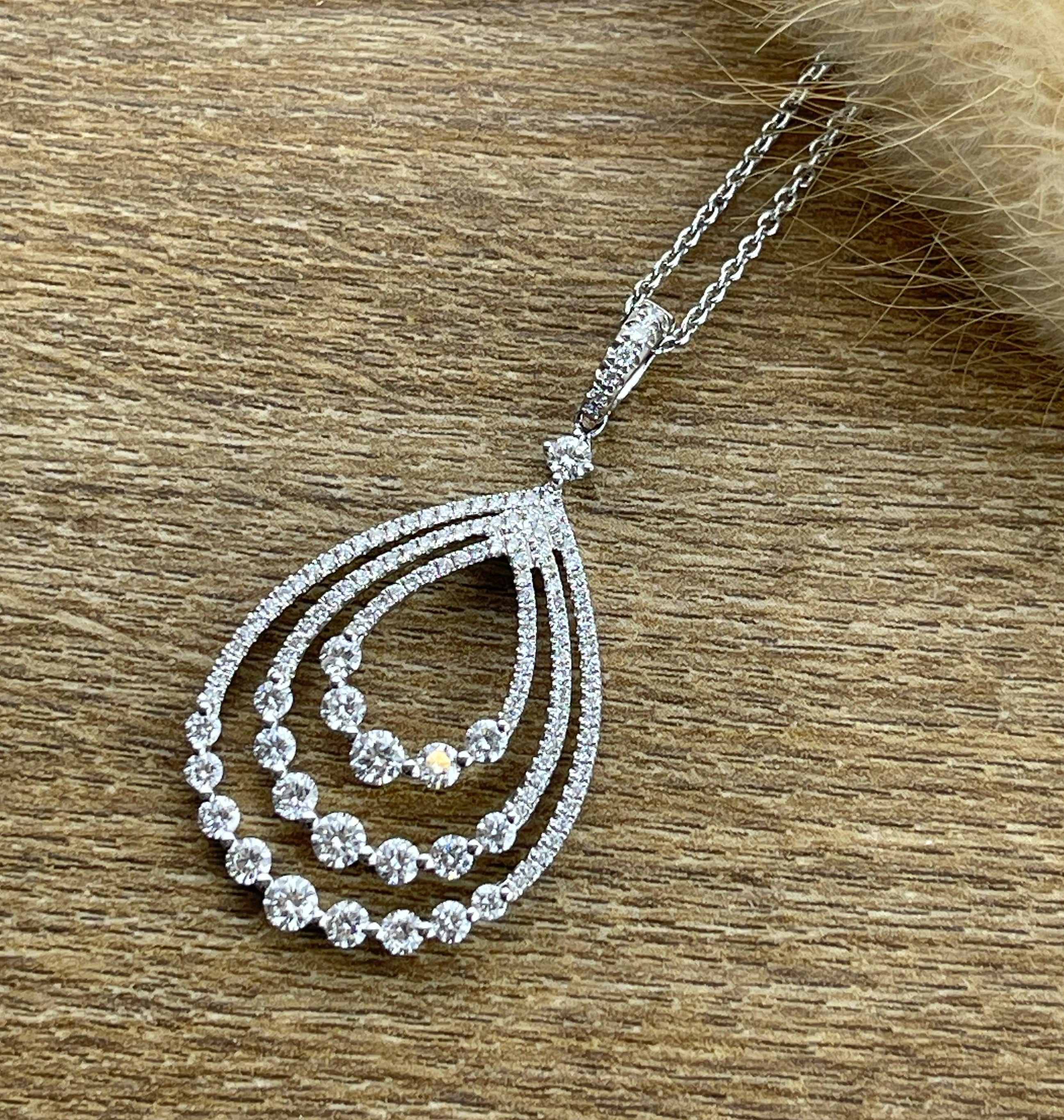 Triple teardrop diamond pendant