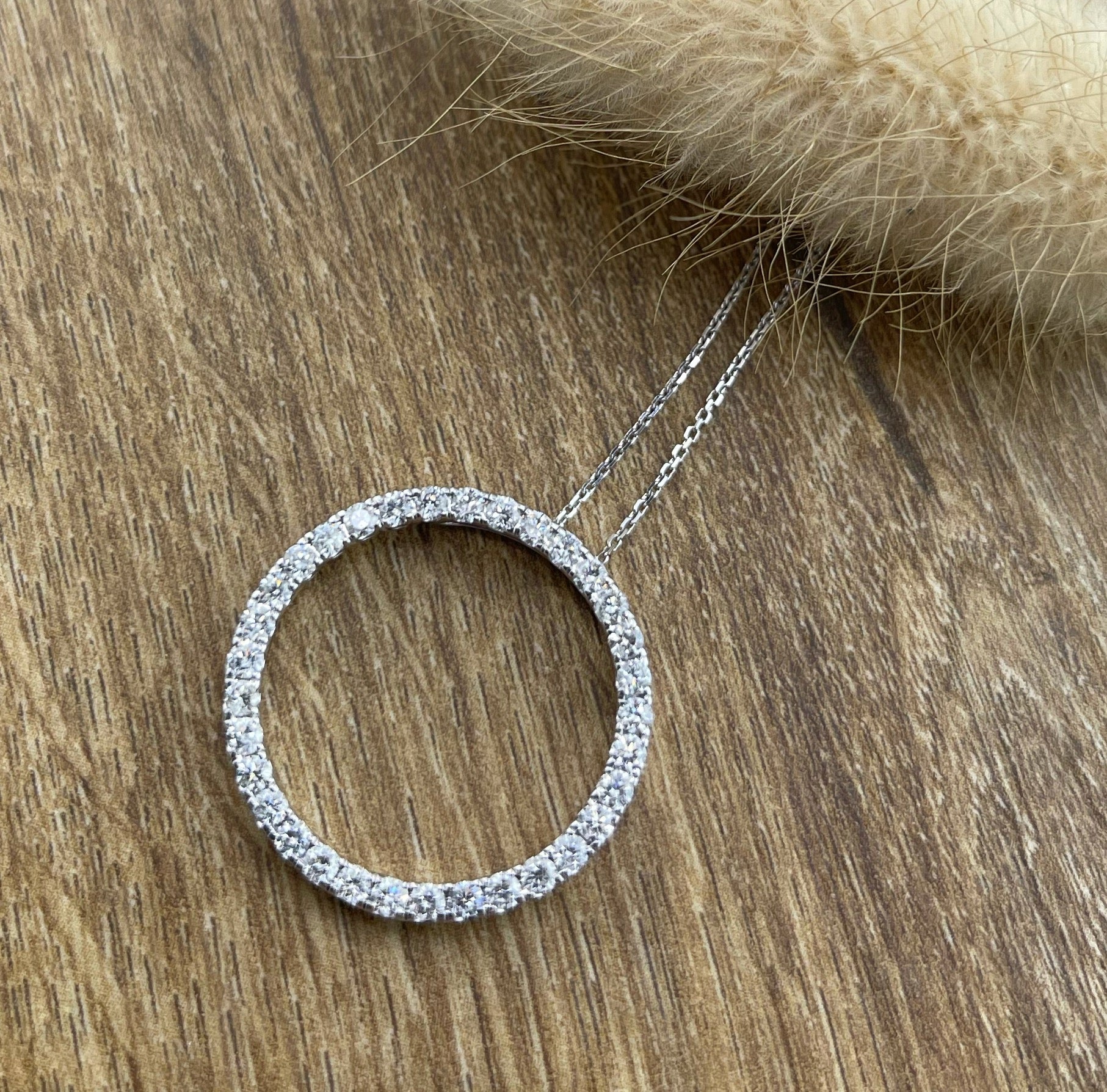 Medium diamond circle pendant