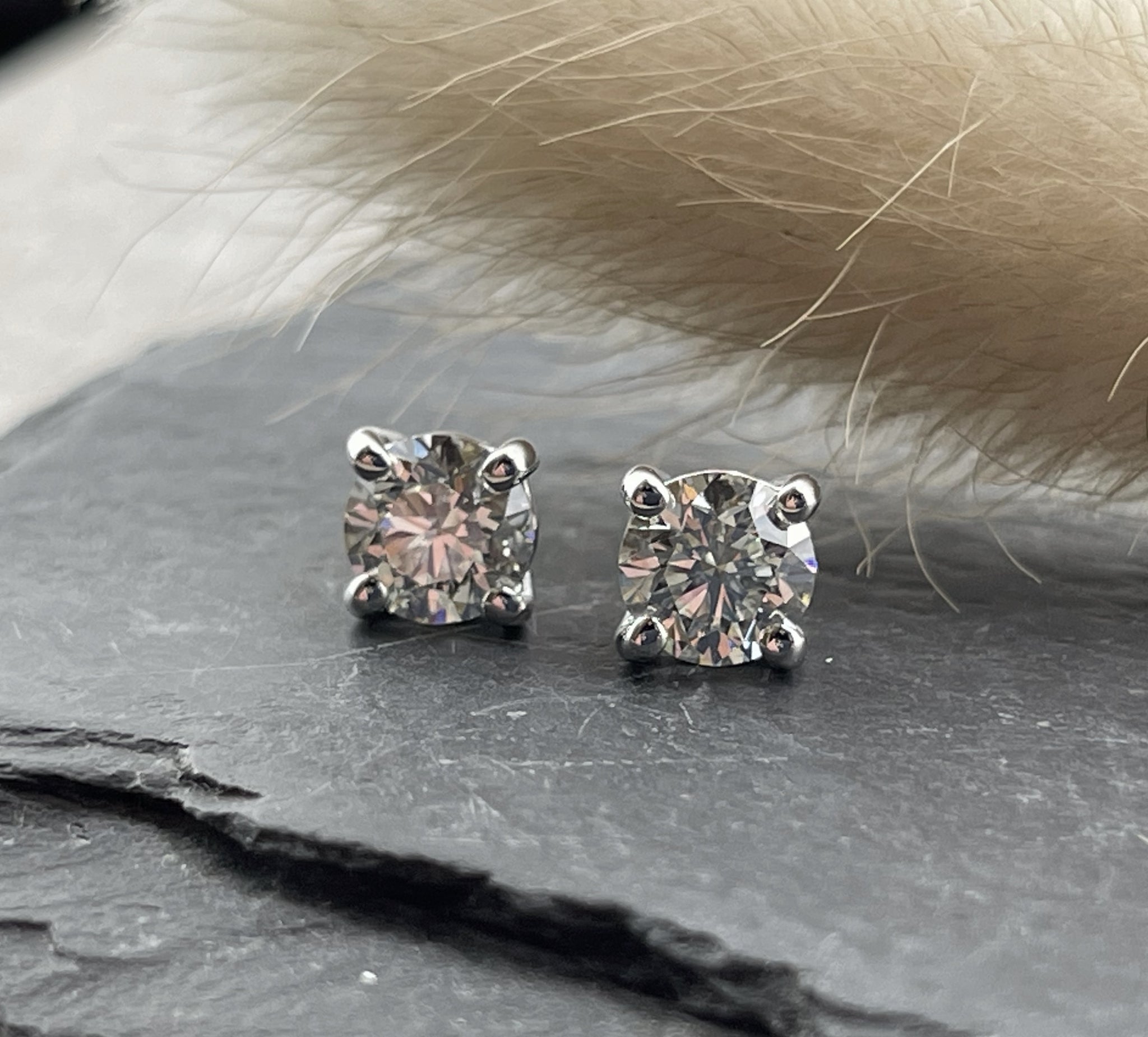 Diamond solitaire stud earrings