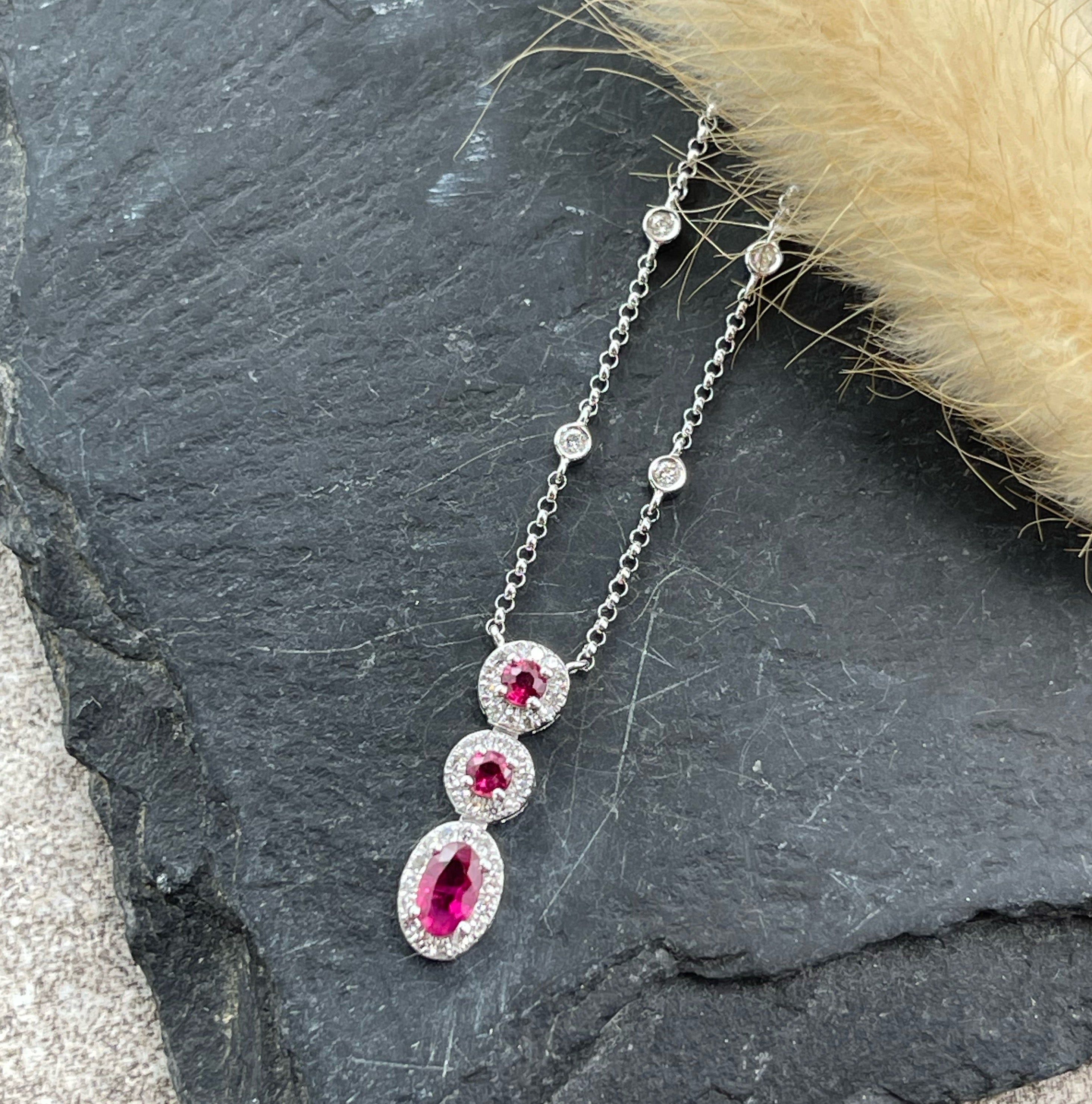 Ruby and diamond drop pendant
