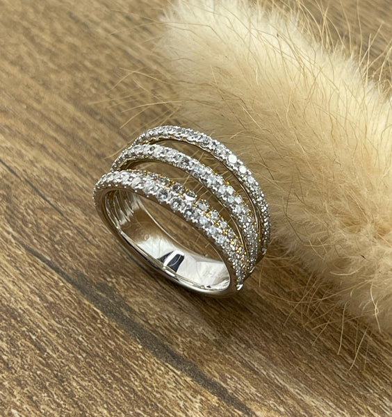 Diamond multi-strand ring
