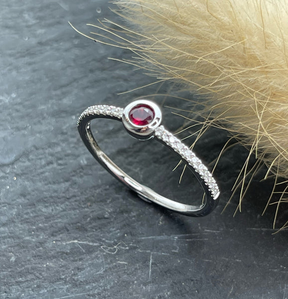 Round ruby single stone ring