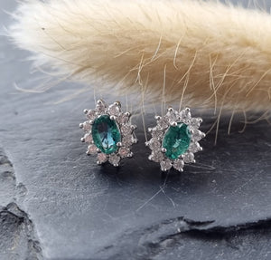 Emerald cluster stud earrings