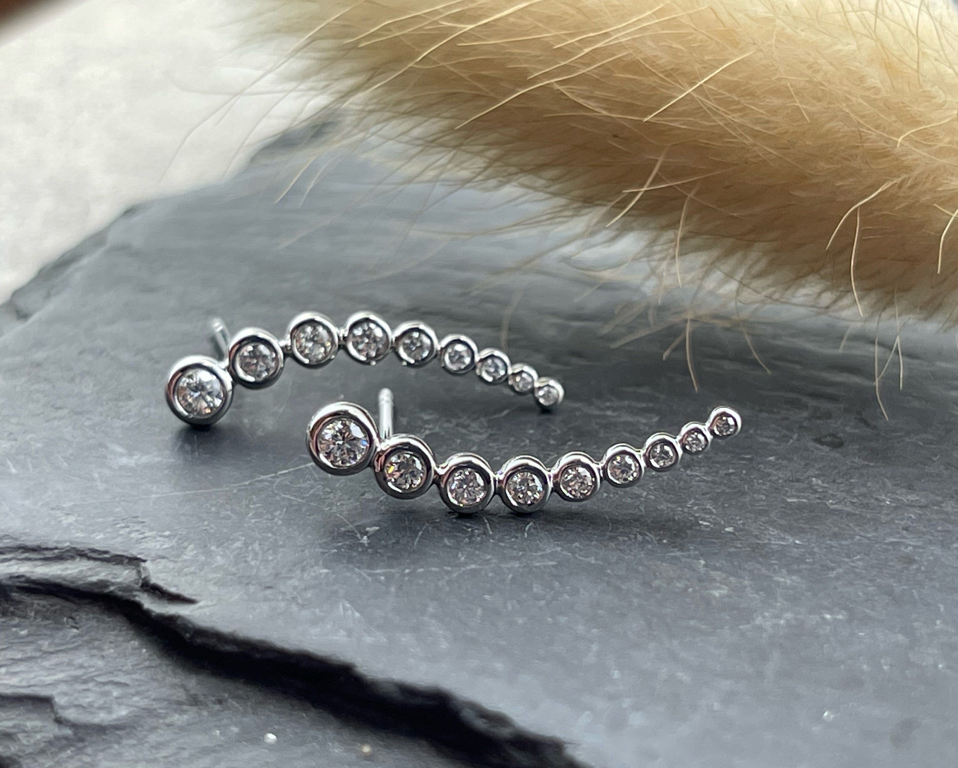 Long diamond bubble earrings