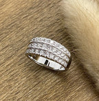 Diamond broad multi strand ring