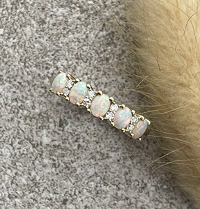 Opal and diamond dress ring