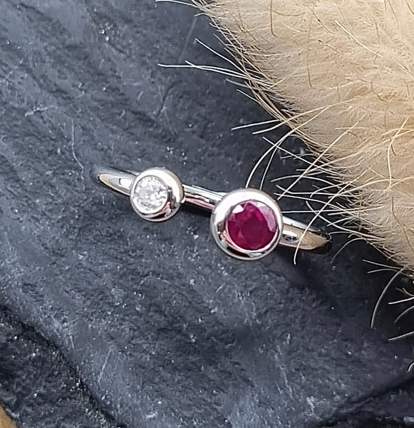 Ruby and diamond open ring
