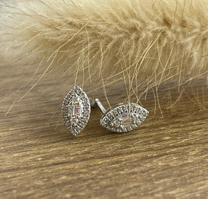 Marquise cluster diamond stud earrings