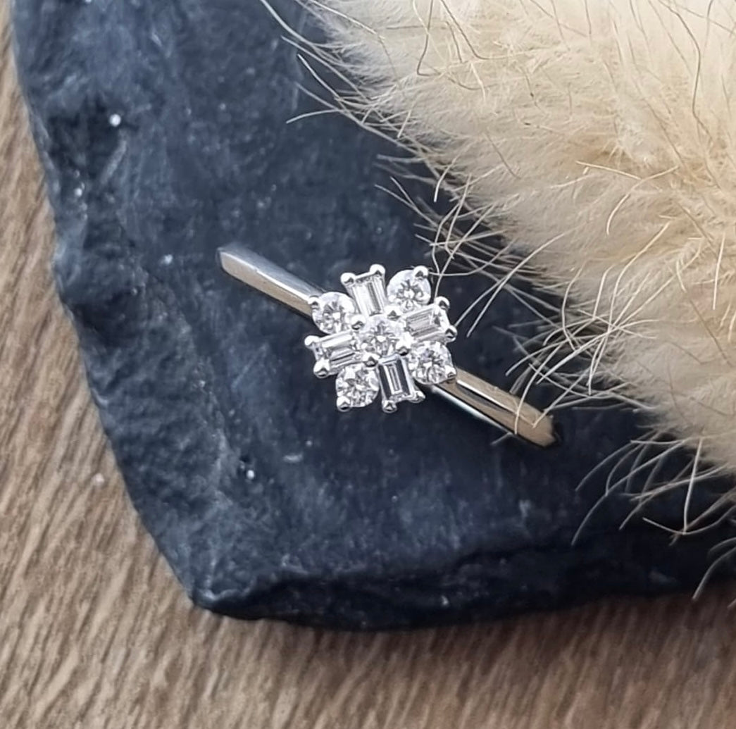 Mixed Cut Diamond Cluster Ring